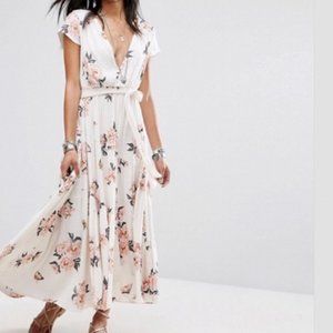Free People All I Got Maxi Dress in Cream with Rose Print - Size 0